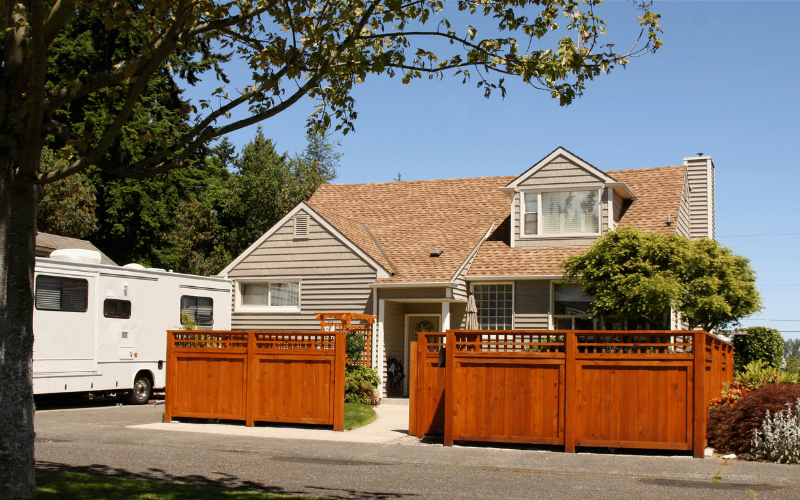 wooden privacy fence surrounding a home